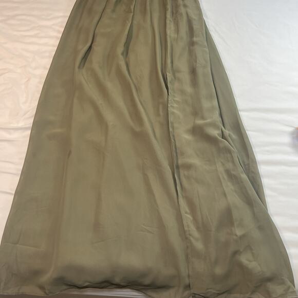 Birdy Grey Hannah Dress Size M Olive Green Chiffon Sage Empire Flutter Sleeves - Picture 4 of 15